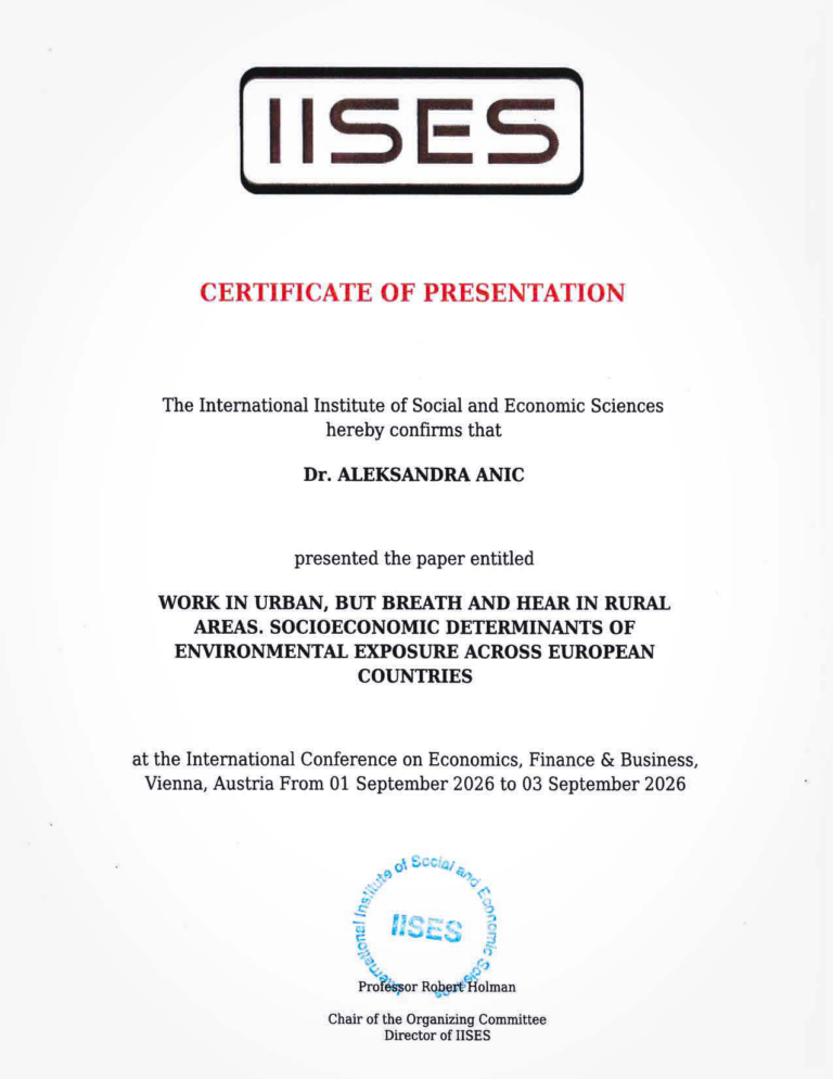 POPENVIROS at the International Conference on Economics, Finance & Business